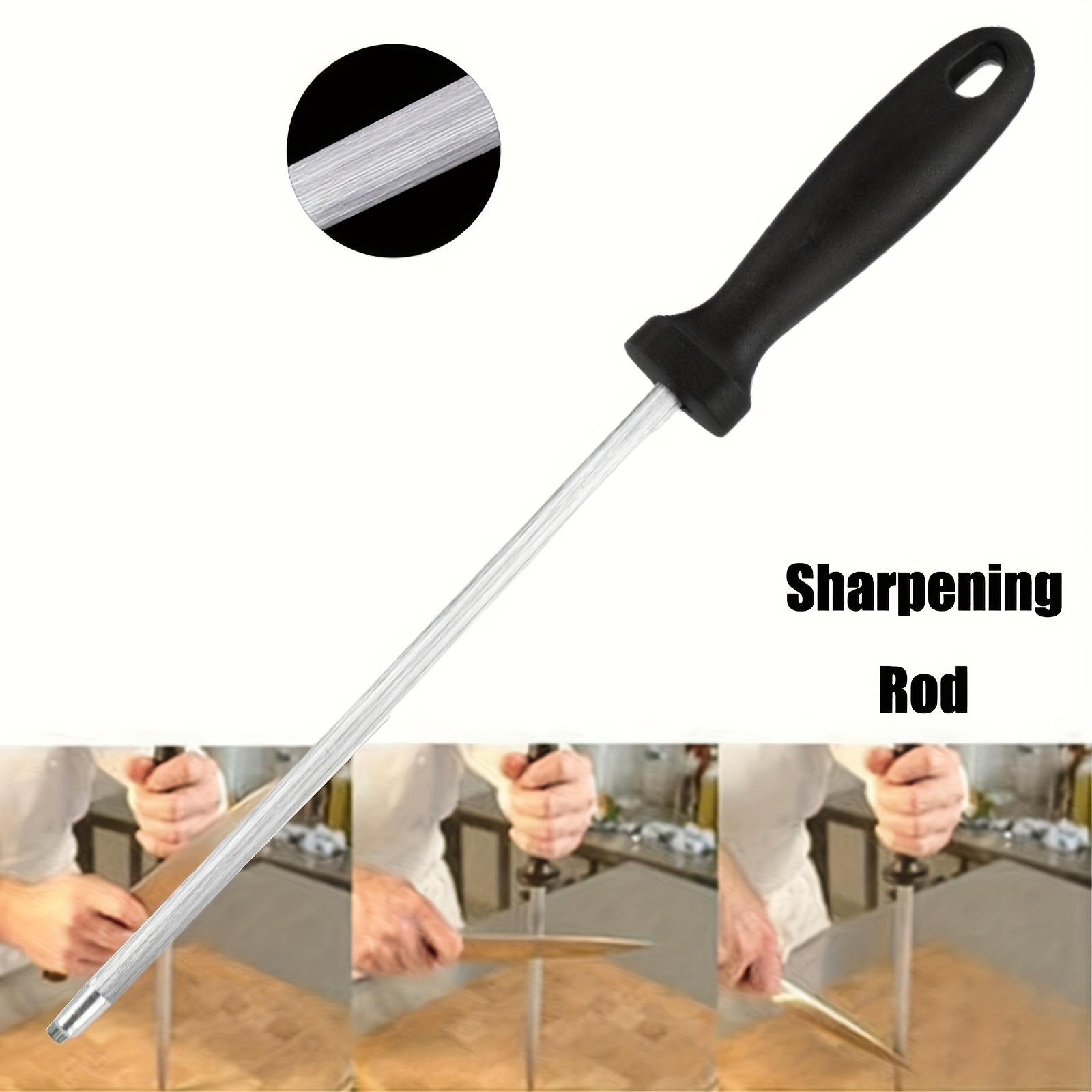 

1pc Carbon Steel Knife Sharpening Steel, Knife Sharpener With Hanging Holes (10 Inches)