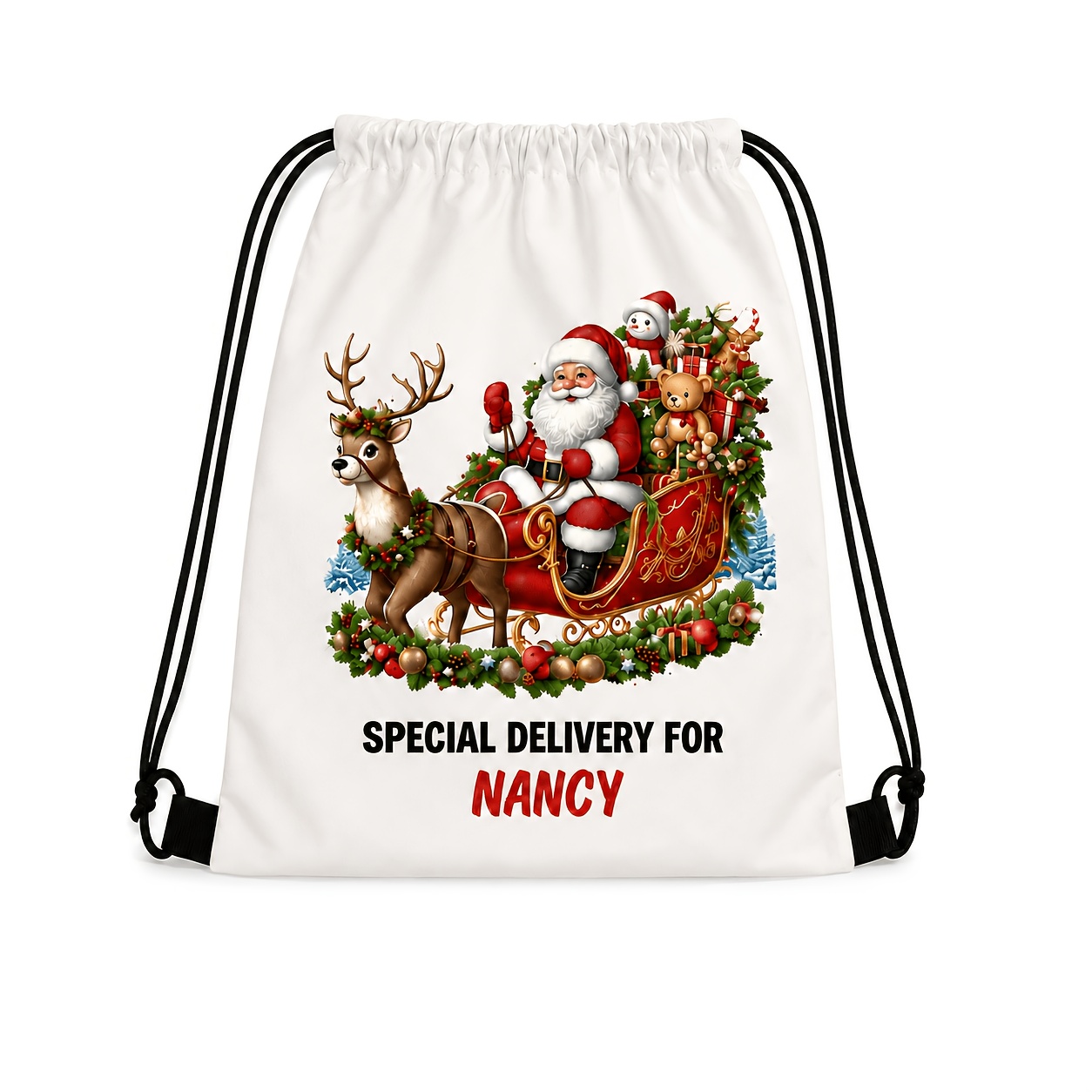 TEMU This Santa Claus-themed Drawstring Bag Supports Personalized Customization, Allowing You To Print Exclusive Names And Letters To Create