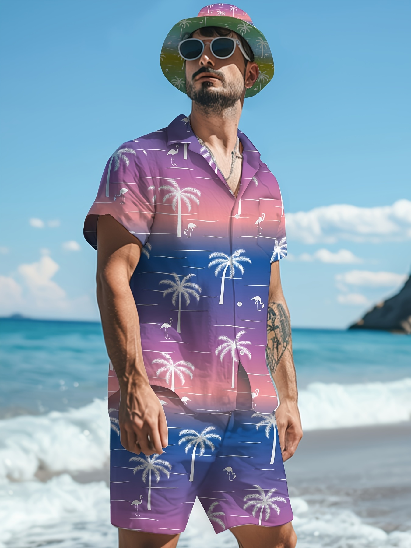 Conjuntos hawaianos fashion hombre