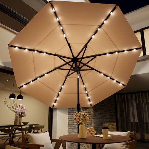 9ft 10ft 11ft 3 tier outdoor umbrella with 8 strong umbrella ribs market patio table umbrella with push button tilt function suitable for patio hotel party shade umbrella
