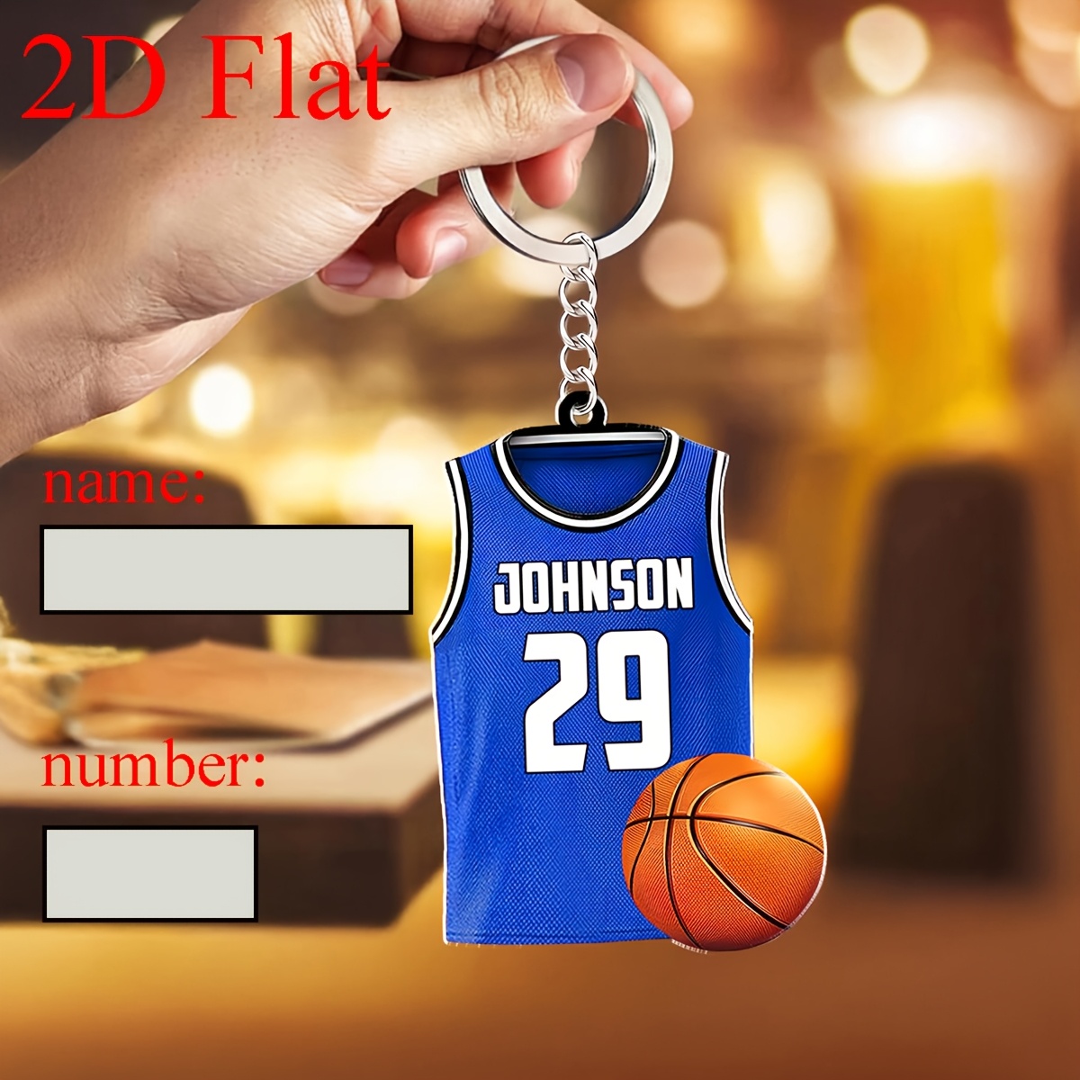 TEMU Porte-clés 2D Plat Personnalisé, Porte-clés de Maillot de Basket-ball Découpé au Laser, Accessoire Sportif, Cadeau Athlétique, Esprit d'Équipe,