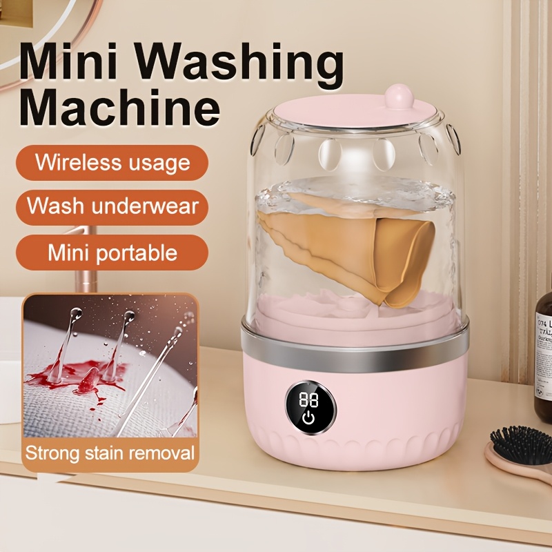 photo de l'article mini machine à laver portable intelligente, écran numérique led, chargement usb-c, nettoyage automatique de sous-vêtements et chaussettes, petite machine à laver pour dortoir, voyage, camping-car, gadget de lessive   de place  