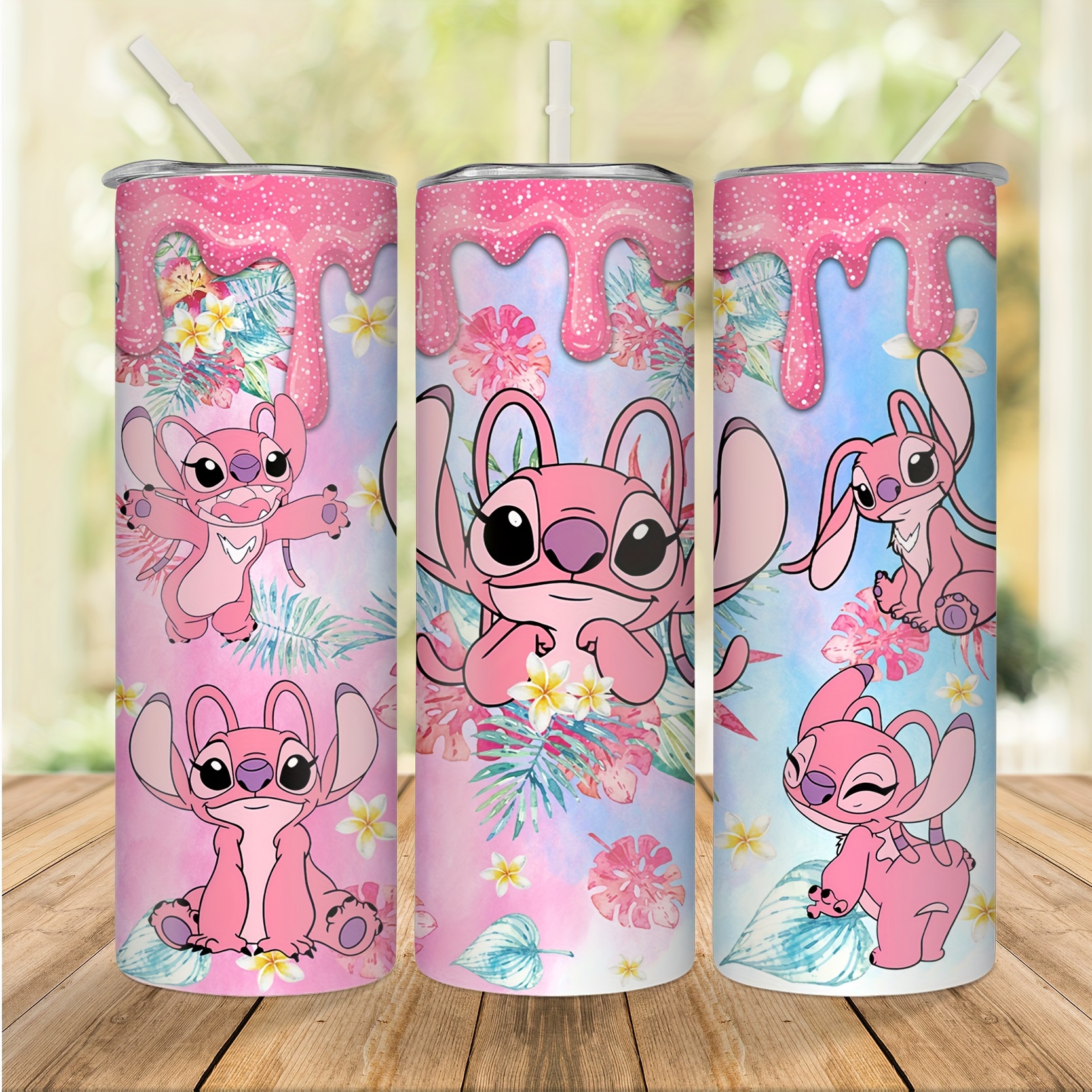 

1pc, Disney Stitch Tumbler With Lid And Straw, 20oz Stainless Steel Water Bottle, Insulated Straight Water Cups, Summer Winter Drinkware, Outdoor Travel Accessories