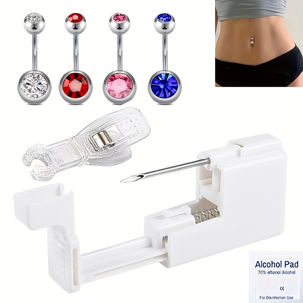 

4pcs Belly Button Piercing Kit Piercing Needles Piercing Kits At Home Belly Piercing Kit Belly Button Ring Safe Piercing Kits Body Piercing Tool Kits Stainless Steel For Women Men