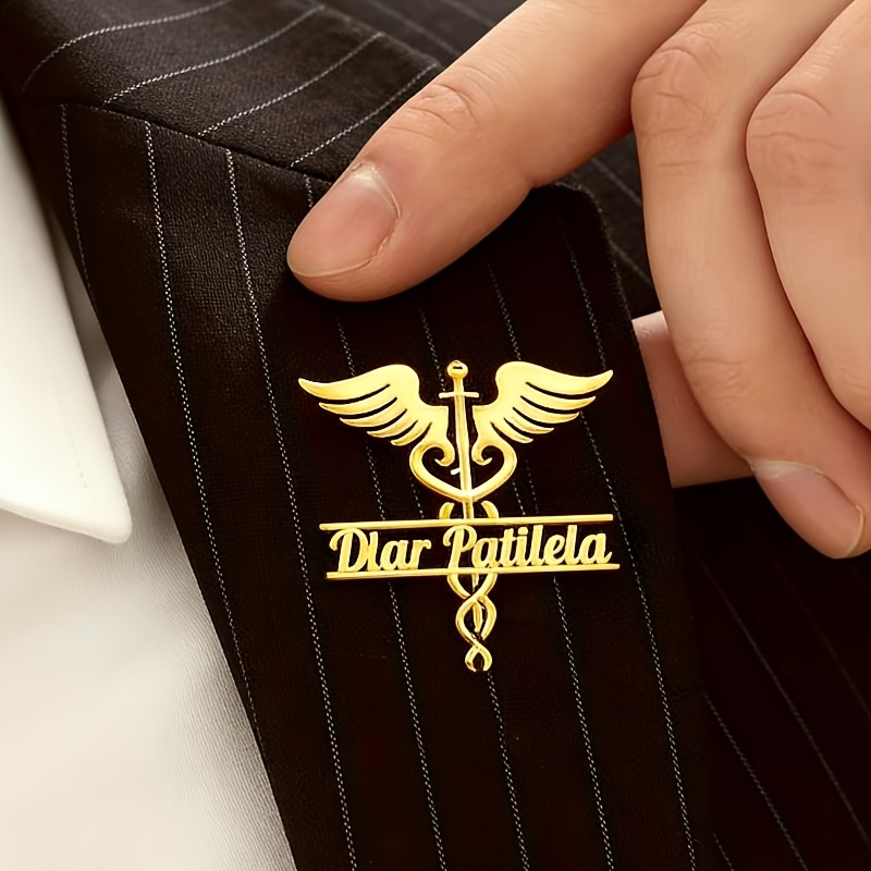 TEMU Custom Name Medical Scepter Exquisite Brooch, Personalized Brooch, Doctor Nurse Nameplate Brooch, Dentist Brooch, Medical Student Graduation
