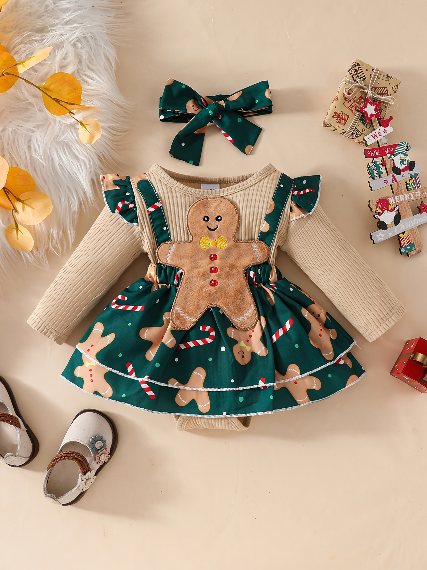 2pcs festive baby girls christmas dress set long sleeve - Temu