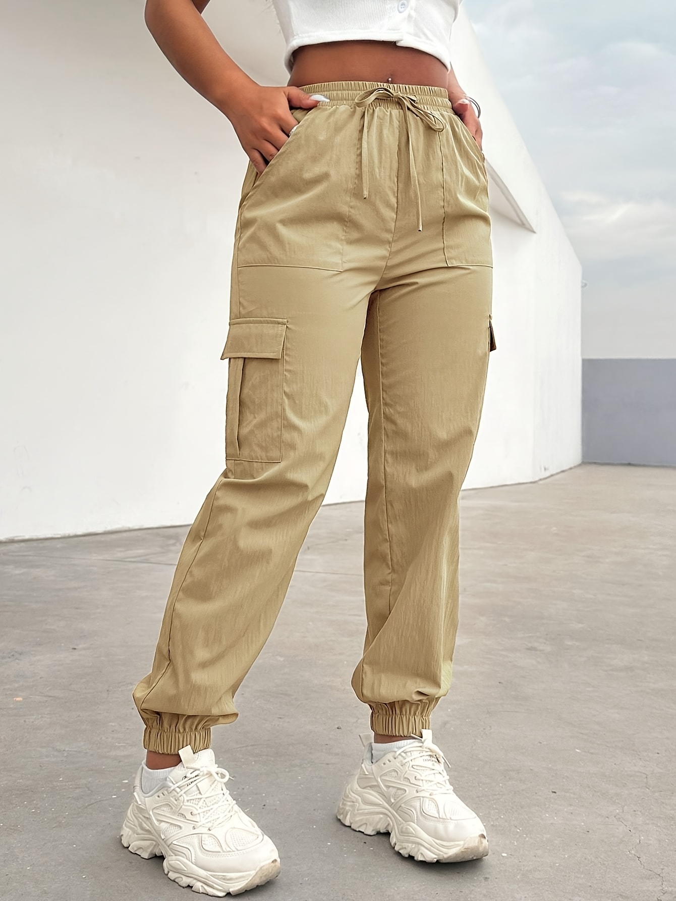 botas carga mujer cintura cordón elástico múltiples Temu