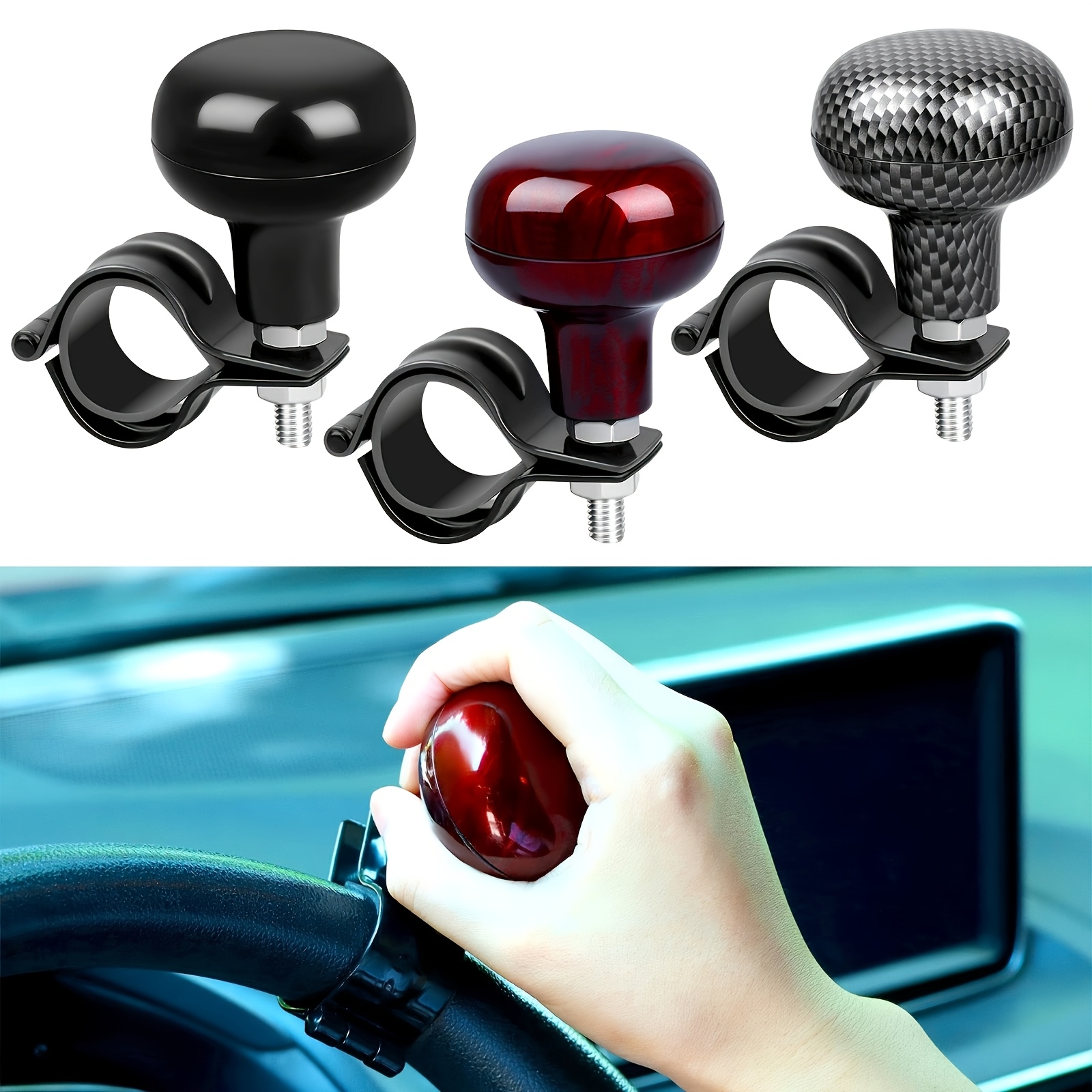 Bouton Volant Rotatif CGEAMDY - Silicone 360° - Universel Voiture/Camion - Aide Au Stationnement