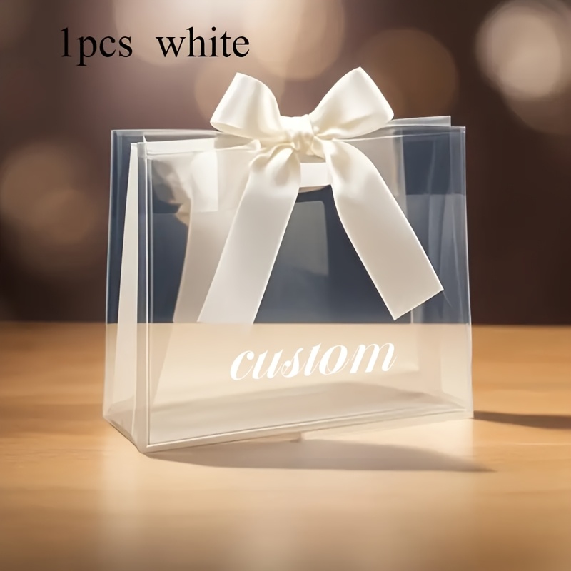 TEMU Gift For Her/him 1pc Customizable Transparent Gift Bag, Modern Minimalist Style, Decorated With , Suitable For Christmas, Weddings, Baptisms,
