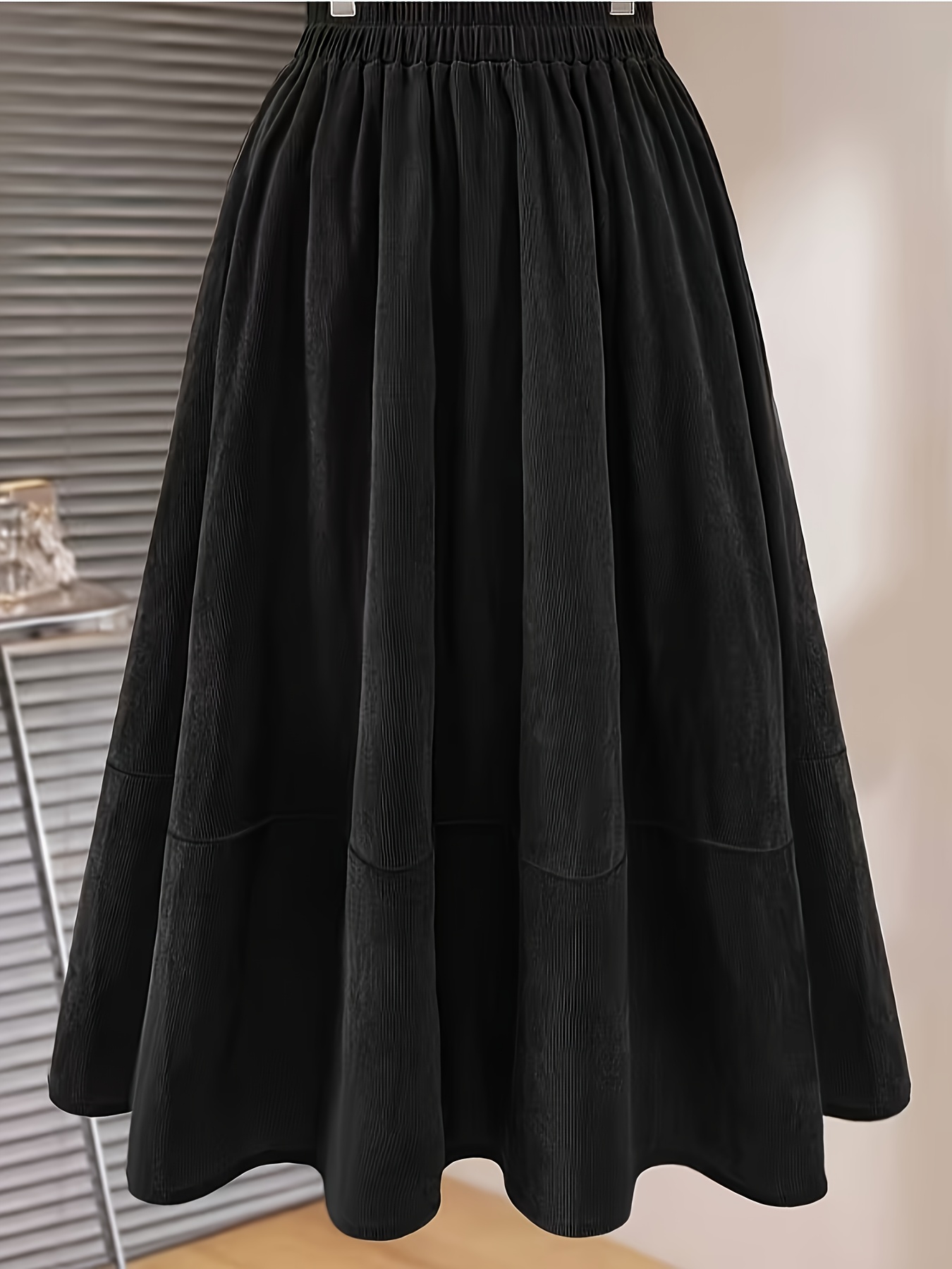 item picture corduroy midi skirt for women new autumn winter a line high waist   umbrella skirt with elastic waistband