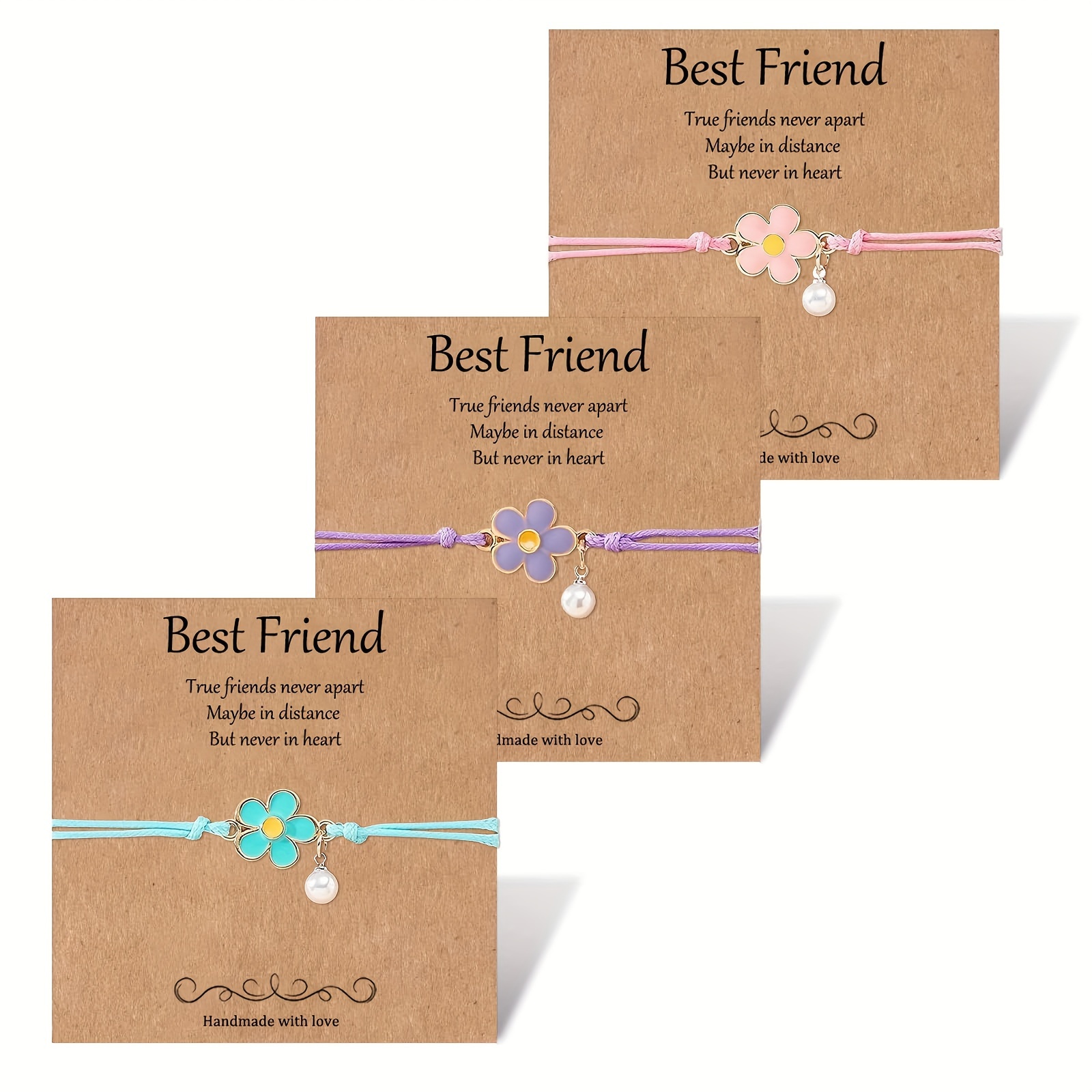 

Elegant & Simple Nylon Rope Bracelet With Colorful Flowers, Hearts, Stars, And - Couples, Friends, Bridesmaids, Graduation, And Wedding Gifts