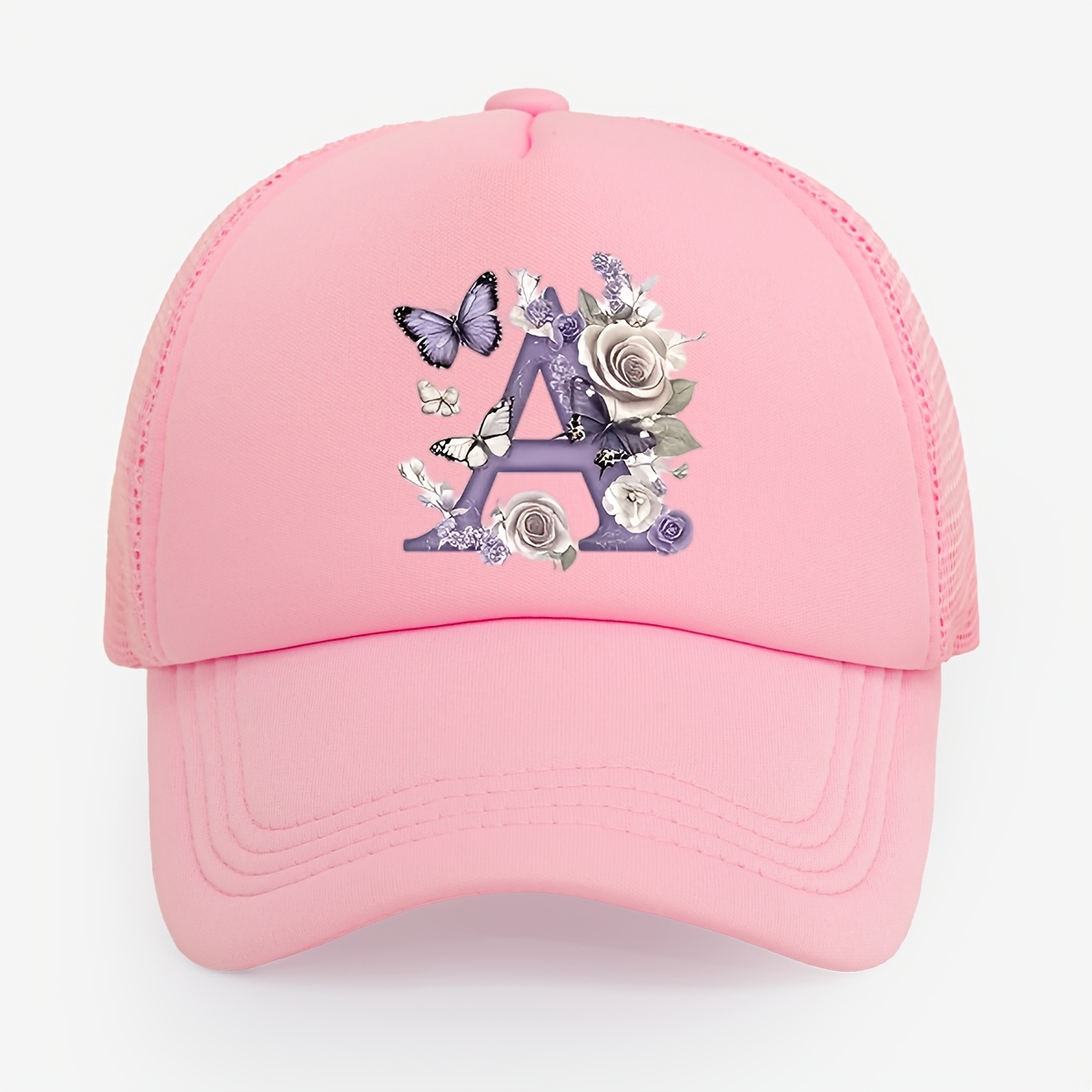 TEMU Gorra de béisbol de malla rosa estilo Ins para mujer con estampado de de la , , gorra snapback casual transpirable