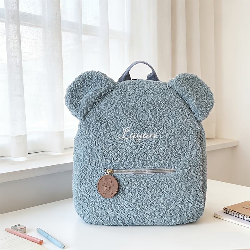 TEMU Embroidered Customization, Cute Cartoon Plush Fashion Casual Backpack, , Random Matching For Travel, Personalized Private Label Display, Full Of