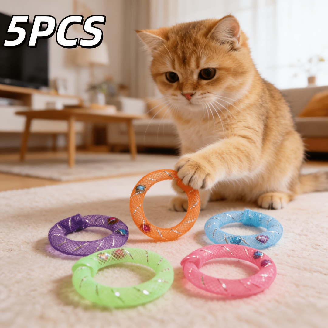 5pcs random   toys soft mesh tube self play donuts for cats bell   self entertainment boredom relief chew and   toys suitable for all cats to play with