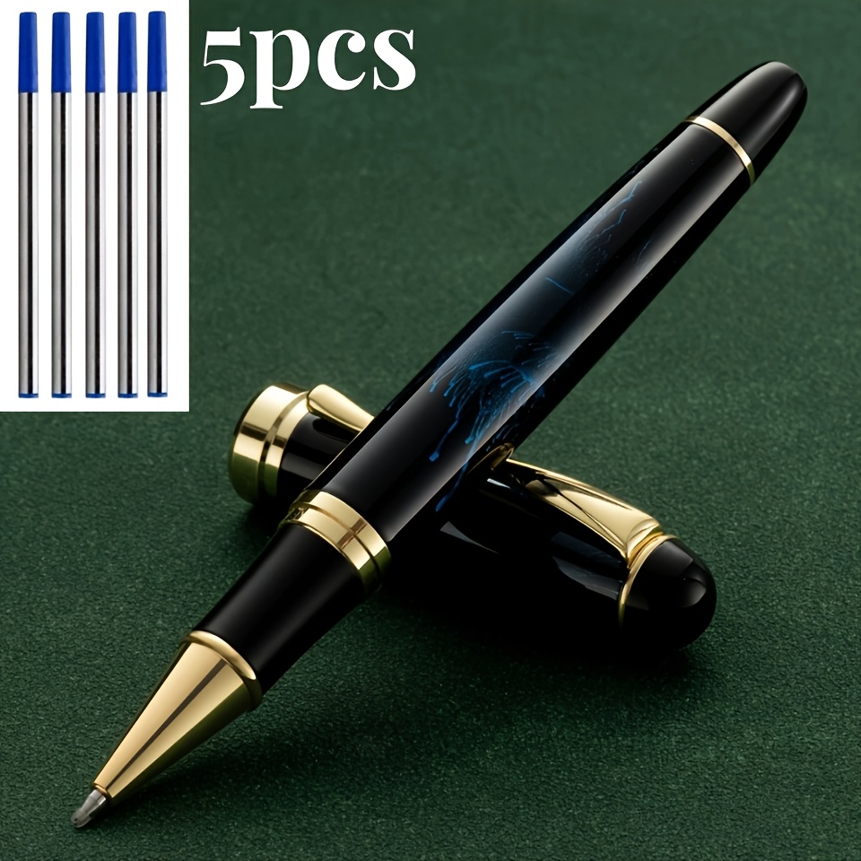 TEMU [customization] 1pc Personalized Gel Pen And 5pcs Refills, Premium Custom Gel Pen, Electroplated Craft, Smooth Writing, Refillable Medium,