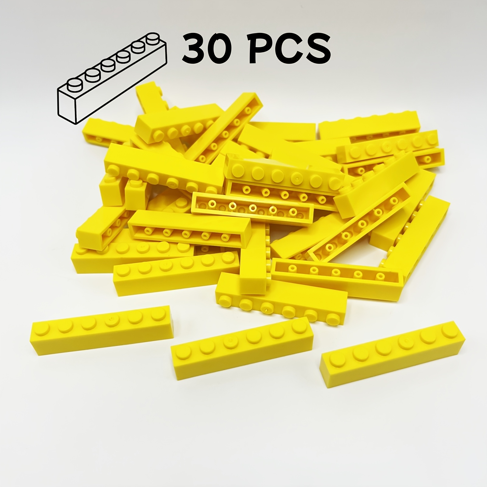 30pcs Multicolor Blocks 1x6 Studs Hole Small Building Block Toy