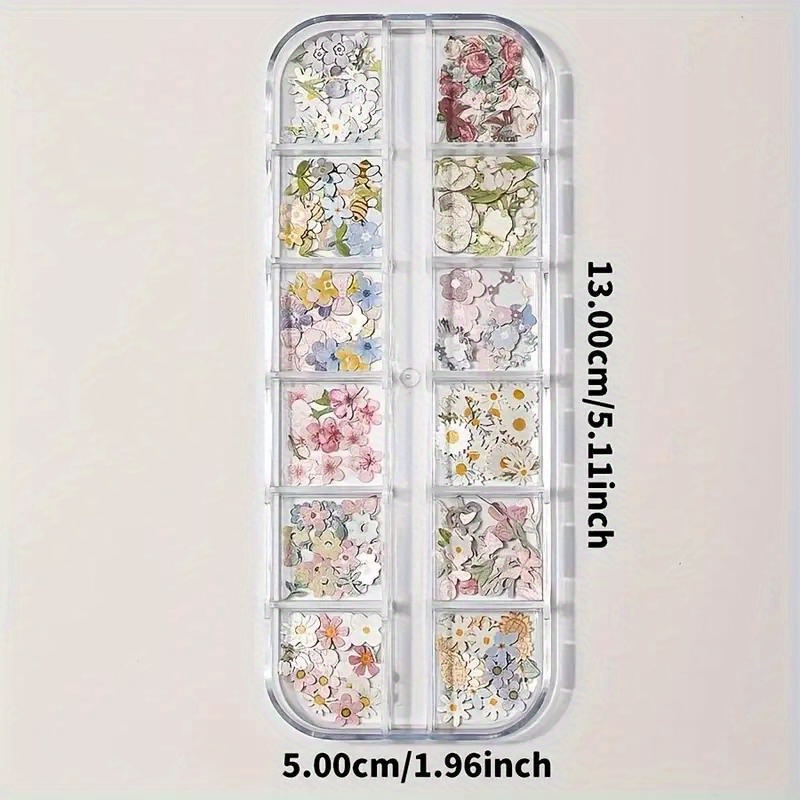 TEMU 320pcs Of 12 Grid Epoxy Resin Filling Set - Flowers, Suitable For , Diy Crafts And Nail Design, Valentine's Day And Mother's Day Gifts, Resin