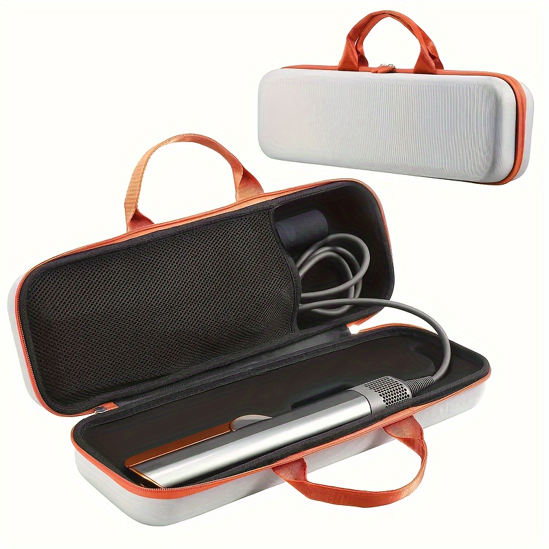 TEMU Nylon Travel Case Suitable For Straighteners - Shockproof And Dustproof Storage Box With Mesh Pockets, Ergonomic Handle, And Smooth Zipper -
