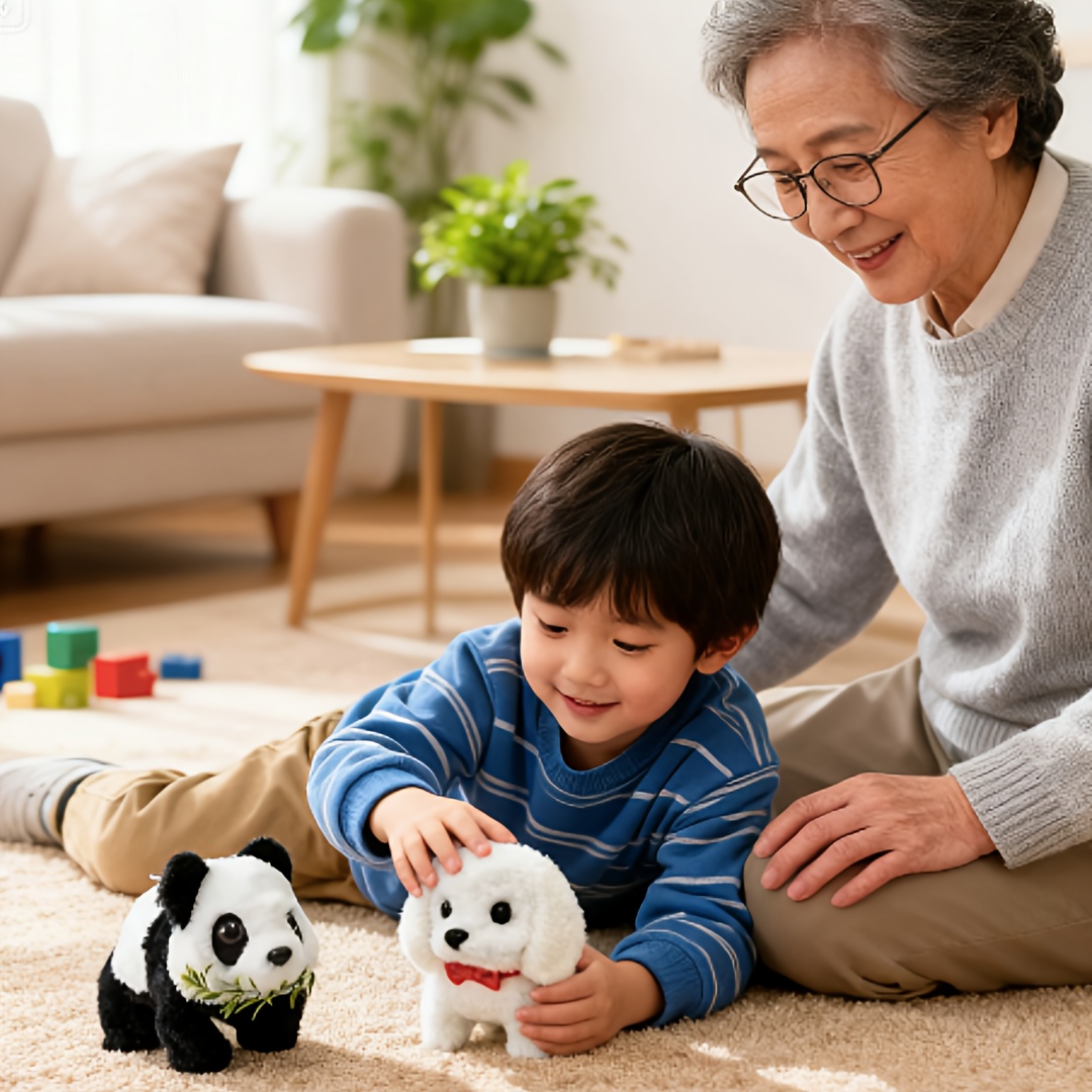 TEMU Realistic Robot Puppy, Pet, Interactive Plush Toys, 2pcs Virtual Pet, Robot Dog, Cute Panda Toys And Puppy Toys, Soft Stuffed Animals,