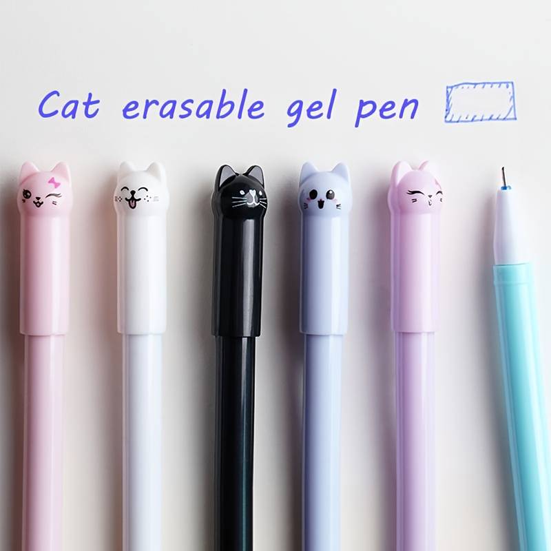 Lot 4 Stylos Gel Effaçables 0.5mm + 10 Recharges - Design Animaux Mignons, Pour Enfants Et école
