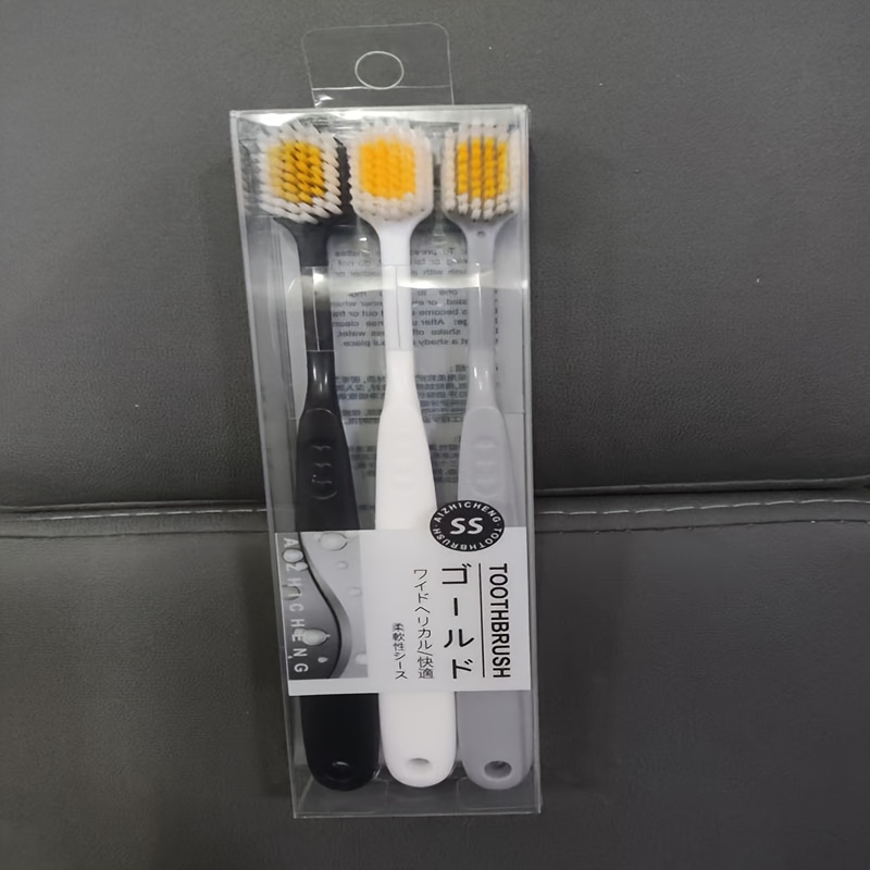Image of 3pcs Set, Easy Toothbrush, Manual Toothbrush, Wide-head Fine-bristle Toothbrush, Home Toothbrush, Soft-bristle Toothbrush, Random Color