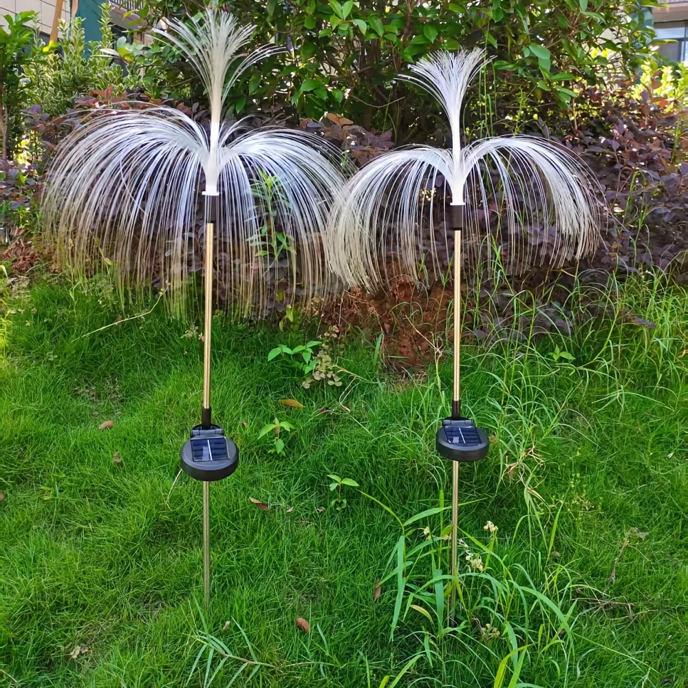 TEMU 2 Packs Of Solar Garden Lights, Double Layer Jellyfish Solar Lights Outdoor Garden, Exterior 7 Color Change Decorations, Landscape Path Terrace