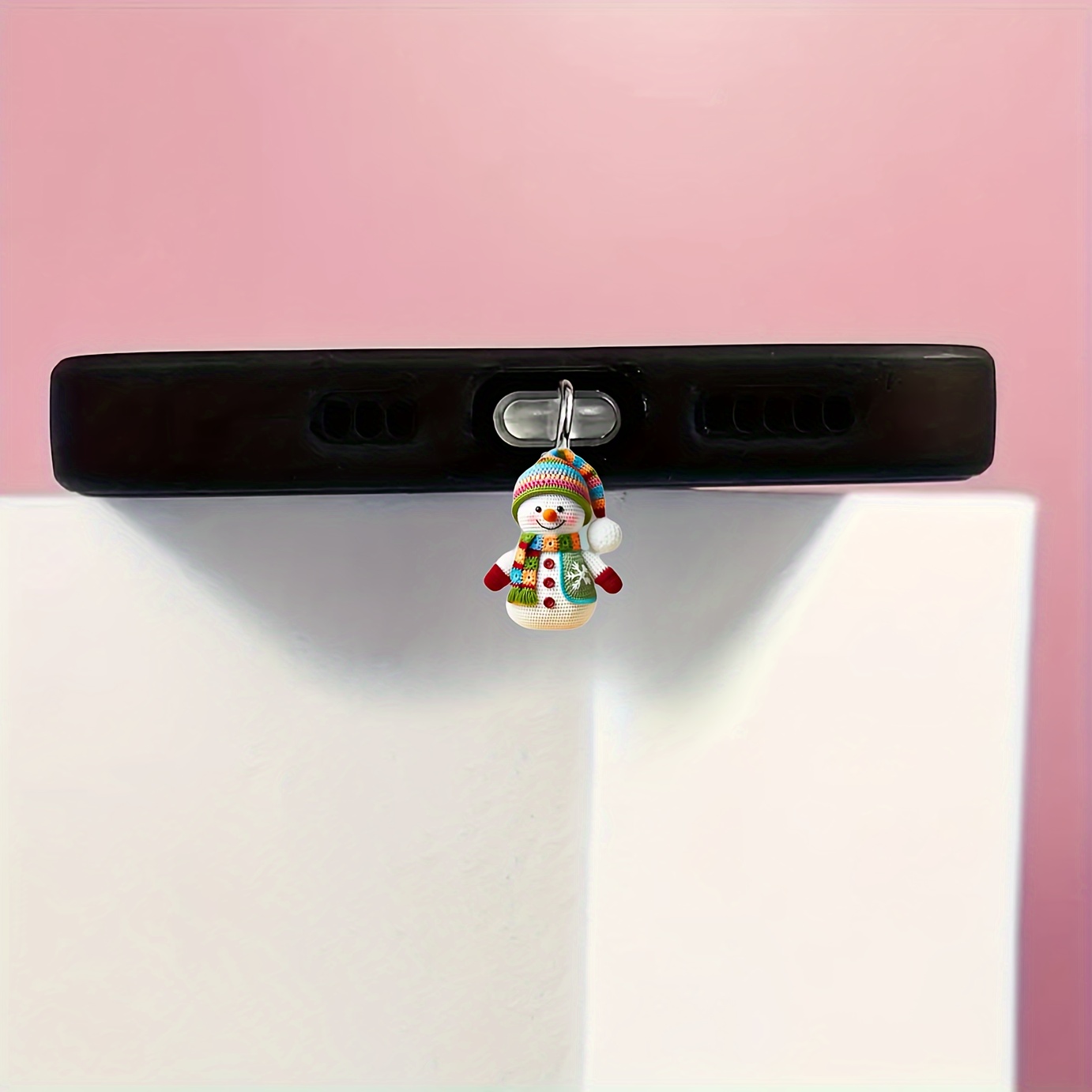 

1pc Snowman Christmas Theme Acrylic () Dust Plug For Iphone/type-c Android Connectors - Mobile Phone Accessory