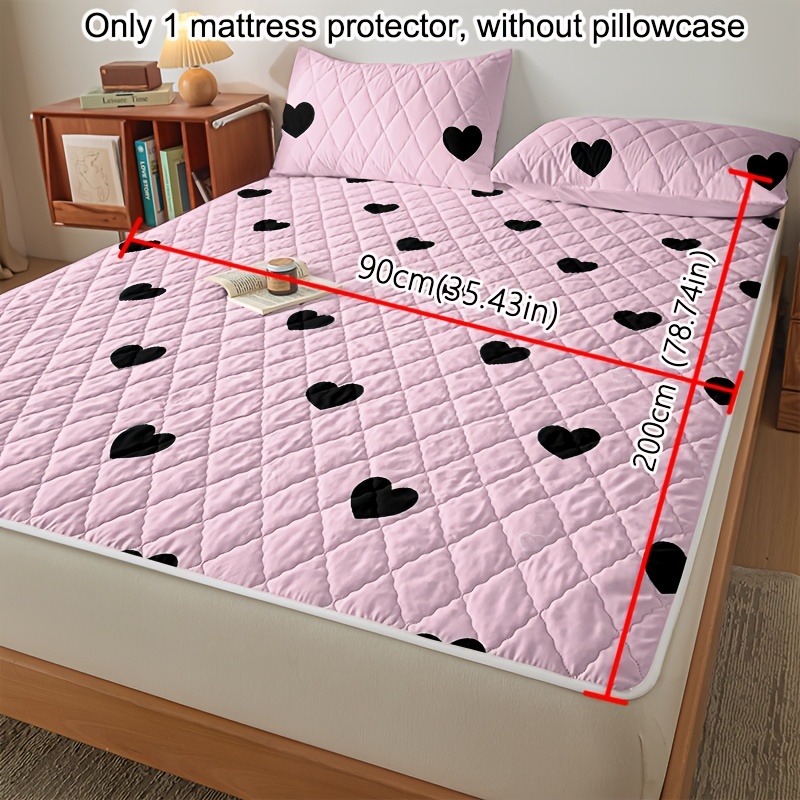 TEMU 1pc Of, Skin-friendly, Breathable, Soft, And Comfortable Diagonal Grid " Understanding" Pink Pattern Interlayer Mattress Protector. A Printed