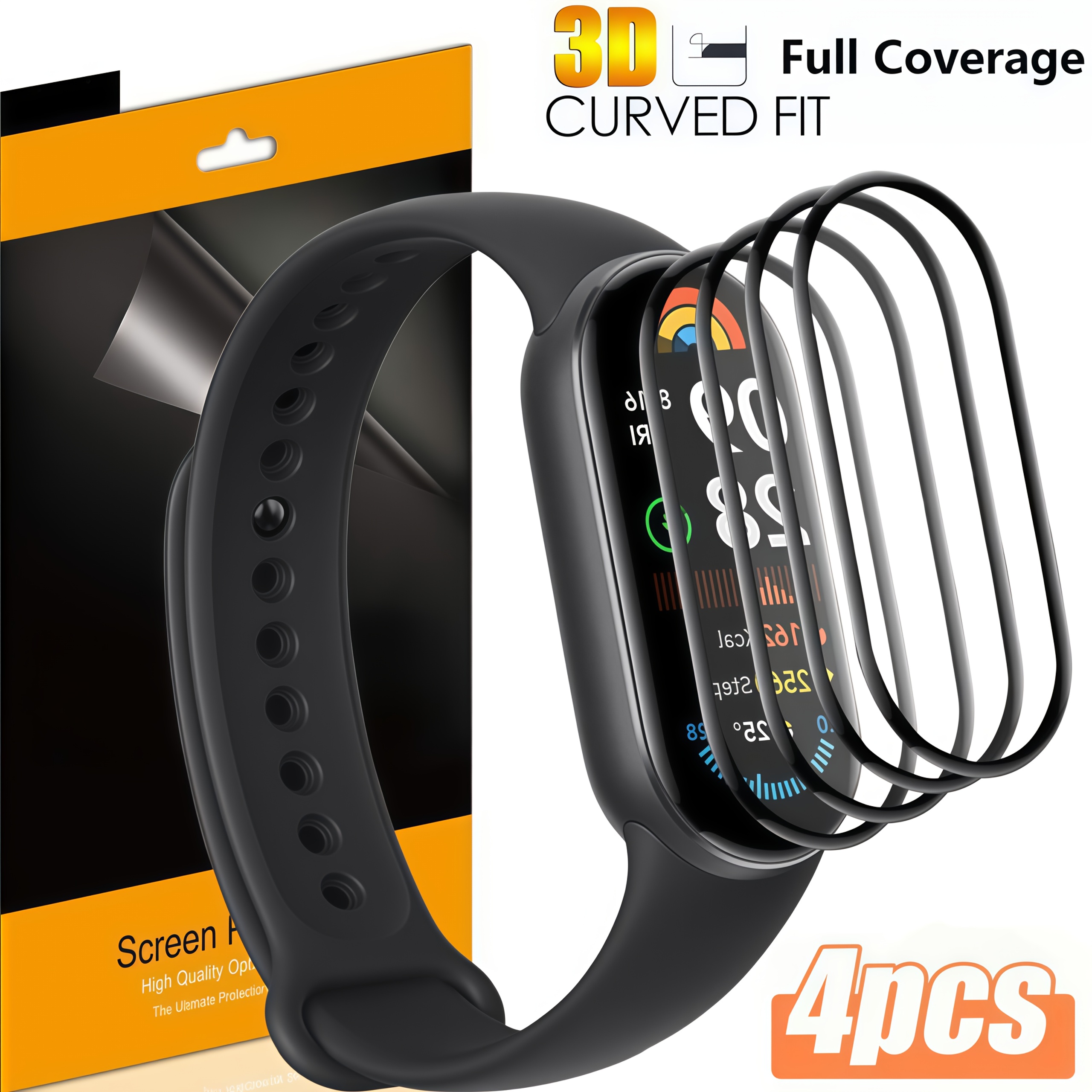 TEMU 4pcs Set For Xiaomi Mi Band 10 Flexible Screen Protector, Material, 3d Full Coverage Screen, , With No Bubbles, Anti-fingerprint And Anti-oil