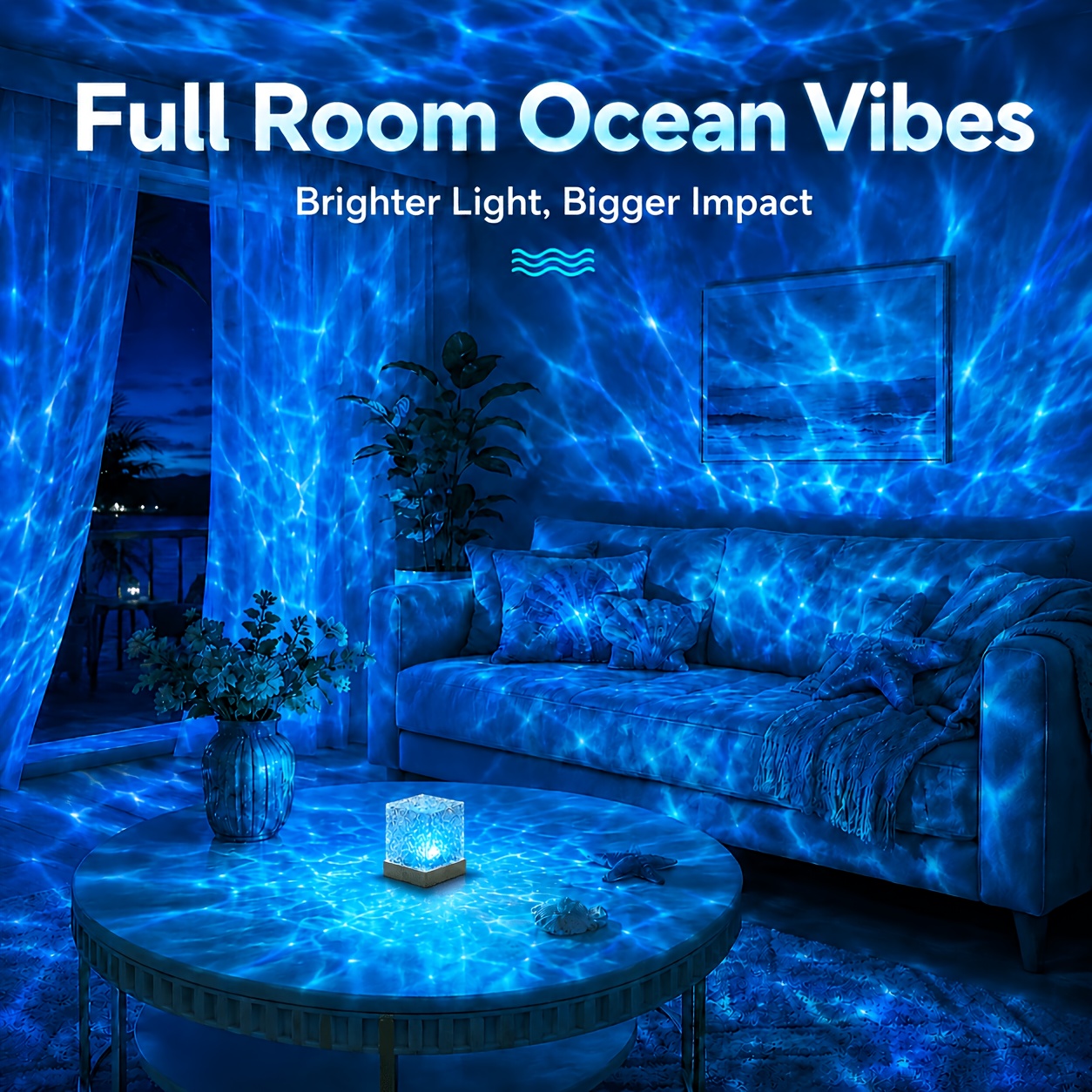 TEMU New Upgraded 7- Control Rgb Color Changing Lamp With Projection Night Light, Usb-powered Square Ambient Light Suitable For Bedside, Desk, Party