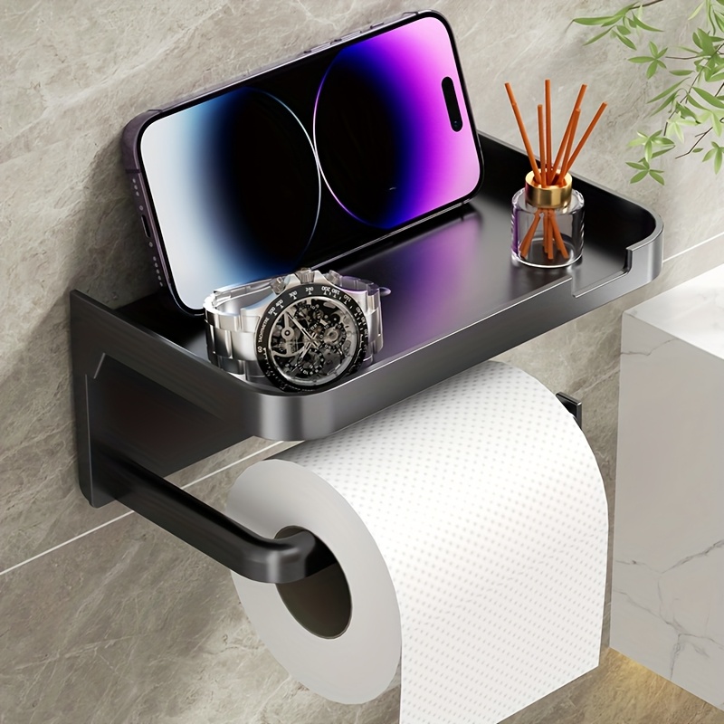 Toilettenpapierhalter Mit Handy-Ablage – Wandmontiert, Silber, Für Papierrollen Bis 12,5 Cm