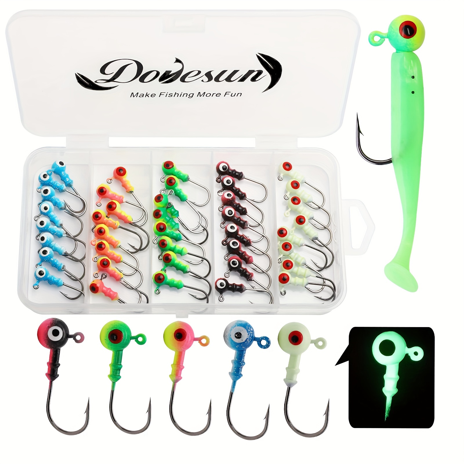 Dovesun 15 40pcs Jig Heads For Fishing Painted Jigheads With 3D - Temu  Austria
