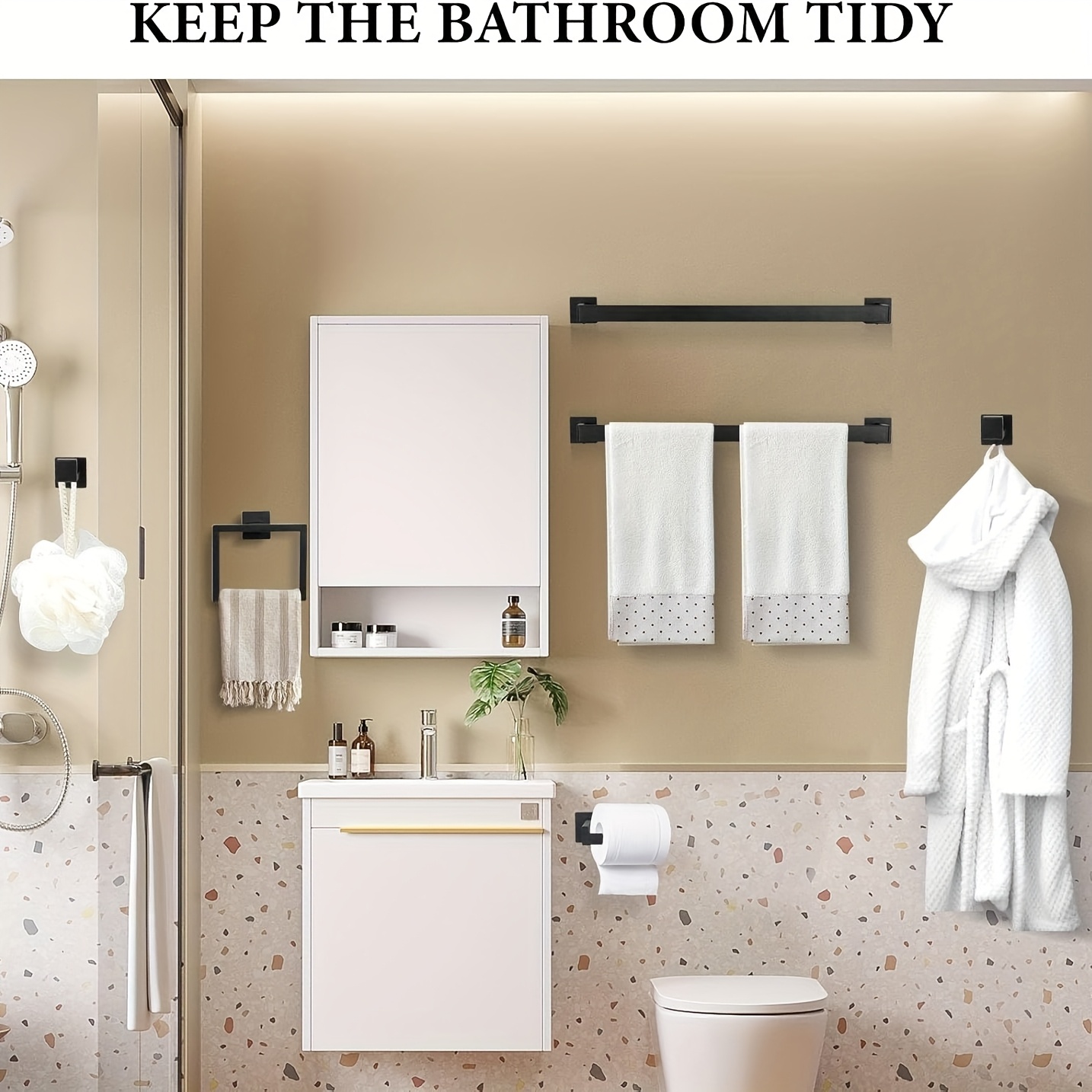 Bathroom Hardware Decorative Towel Bars For Bathrooms 5-Piece Brushed Stainless Steel Bathroom Hardware Set – 24" Towel Bar, Towel  Ring, Robe Hook, Toilet