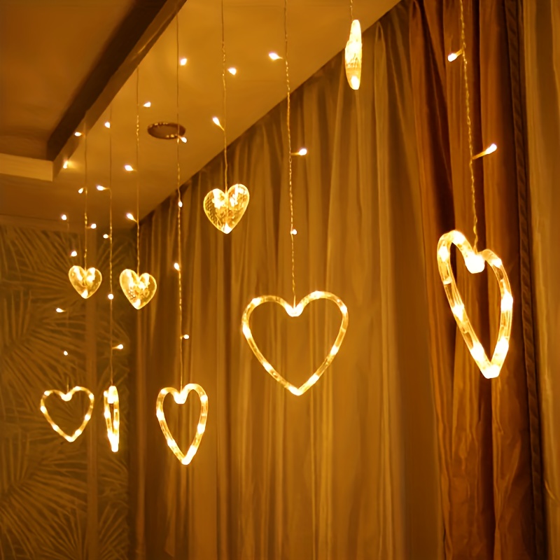 Image of 1 Bohemian Heart String Light, Led Fairy Light, Switch Control, Valentine's Day Romantic Flower Theme, Wedding, Family, Garden, Bedroom, Passage, Staircase Decoration - Battery Not Included