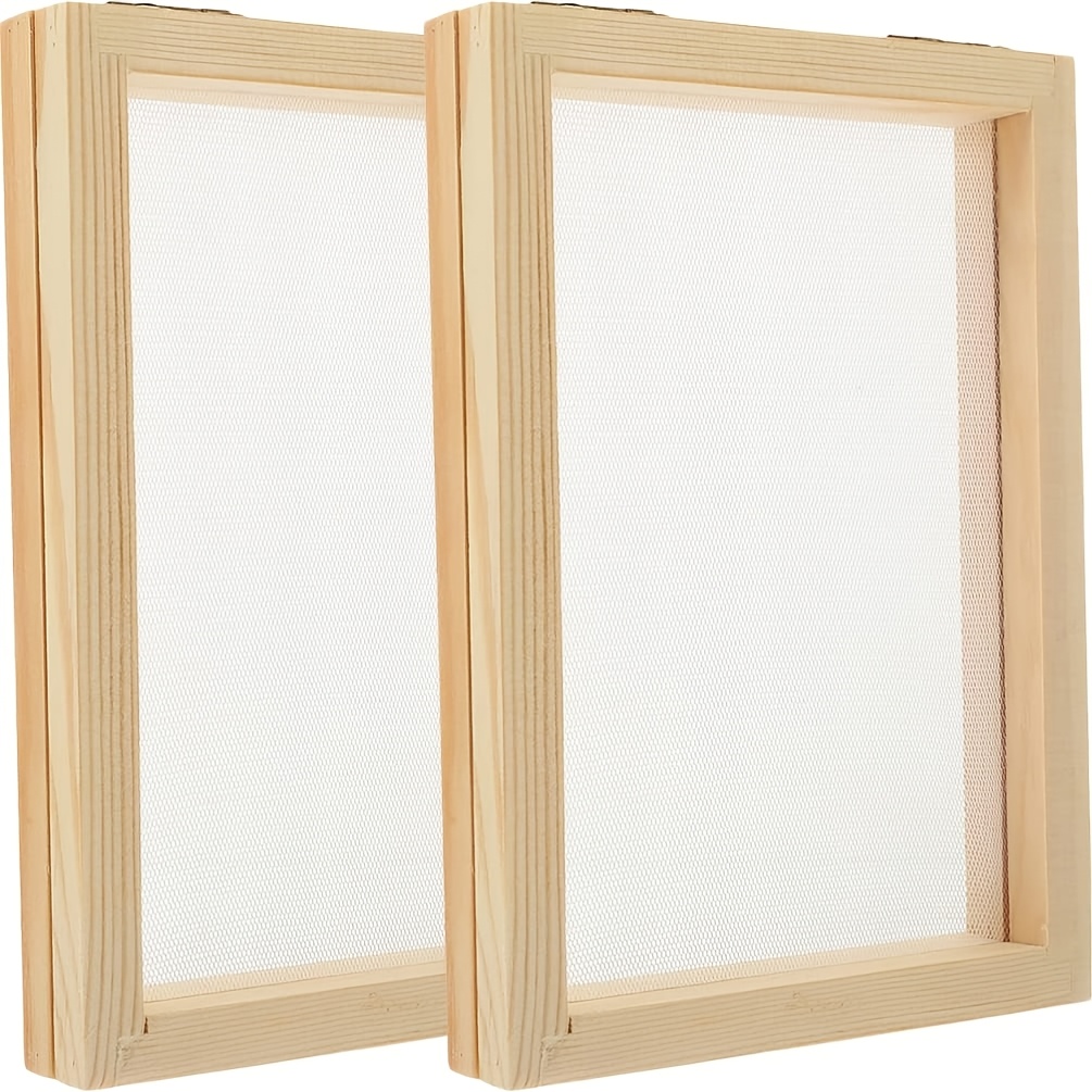 TEMU 2pcs Wooden Paper Sieves And Molds | Suitable For Paper Crafts, Dried Flower Making, And Paper Handicraft Production