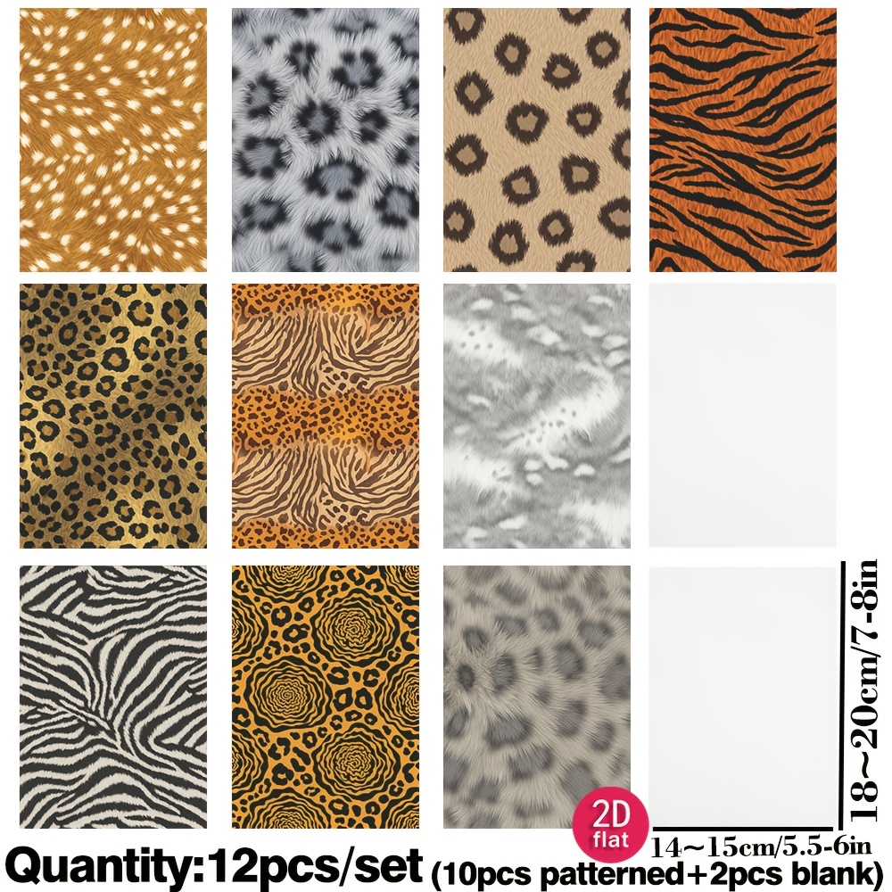 TEMU Ruonaorou Set da 12 pezzi Carta ad acido solforico semitrasparente qualit� con motivo a macchie selvagge leopardate, tigrate, zebrate, Carta ad