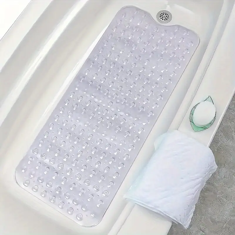 1pc easy clean non slip bath mat with suction cups durable textured shower bathtub safety rug white ideal for bathrooms bath mats for bathroom Product details 3