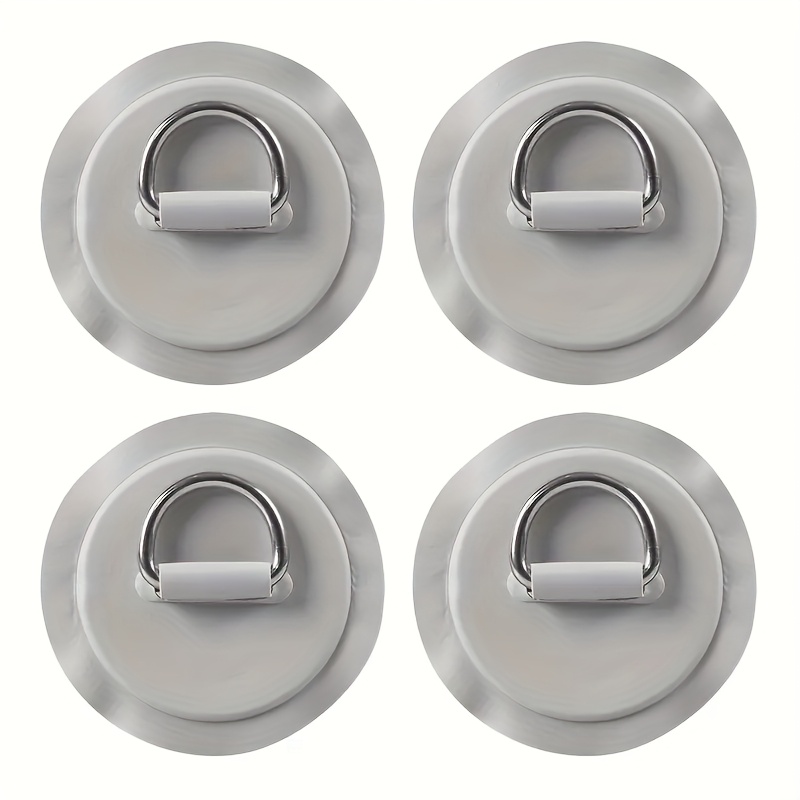 TEMU 4pcs/set 8cm Round D-ring Patch Inflatable Boat Rope Buckle Surfboard Additions Stainless Steel Elastic Buckle Buckle Pvc Patch, Paddle Board