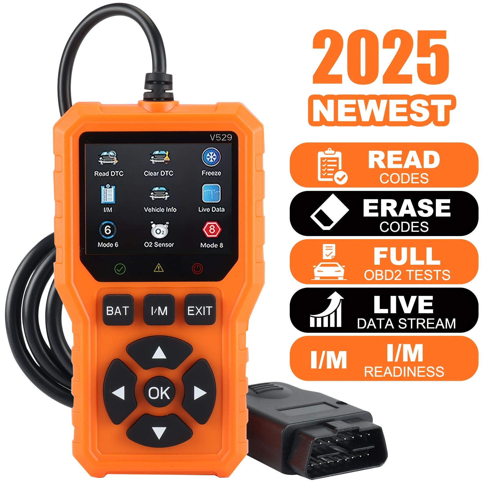TEMU Lcd Display Diagnostic Scanner, Engine Fault Code Reader, Scan Tool, Compatible With All Obdii Vehicles And Trucks From 1996 , I/m Readiness