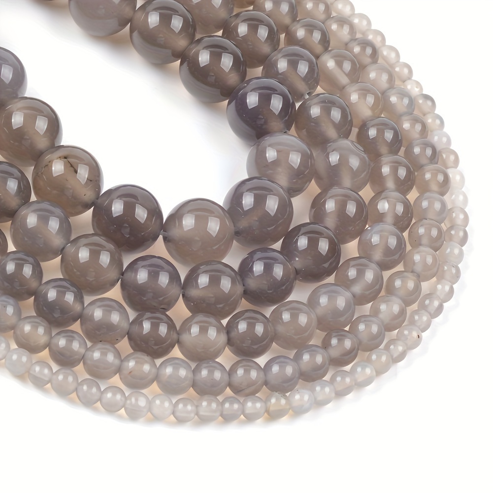

Natural Gray Agate Stone Beads, 4mm-12mm, Round Loose Spacer Beads For Jewelry Making, Diy Bracelet Necklace, 15" Strand