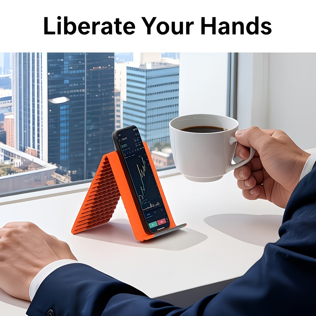 a newly designed foldable stand that   shaped featuring an inner aluminum sheet and silicone material for flexible support and bending it serves multiple purposes perfectly compatible with phones tablets and laptops Product details 5