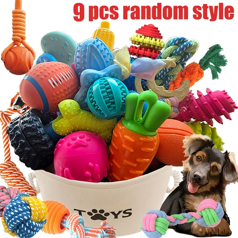 E-shop 3/6/9-teiliges Hunde Zahnungsbiss Spielzeug Set, Haustierspielzeug Gemischtes Großes Geschenkpack, Gegen Langeweile, Lieblings Spielzeug für