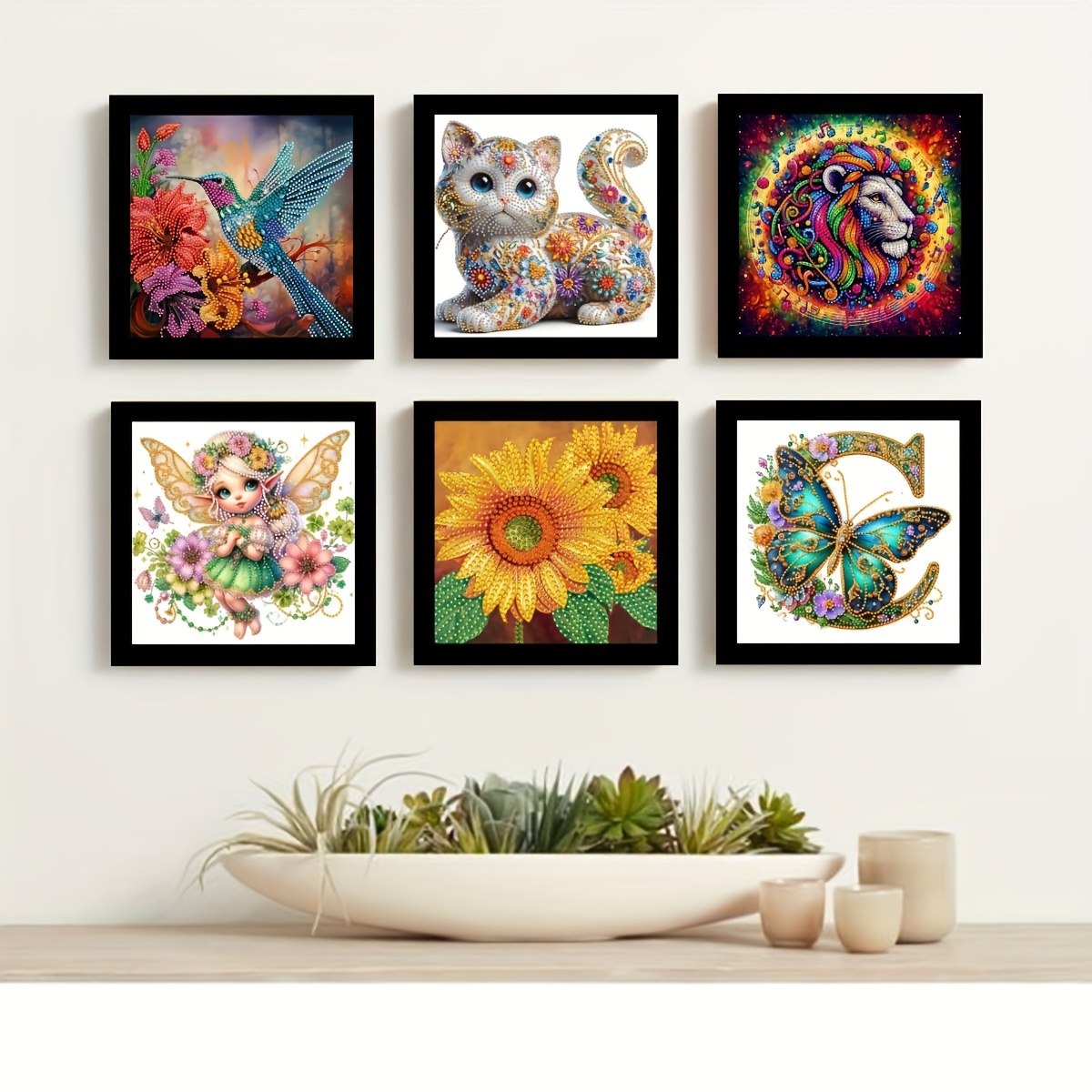 

6-pack Pvc Magnetic Self-adhesive Diamond Painting Frames – Versatile Display Frames For 12x12 Diamond Art Canvas, Front-loading Design, Ideal For Wall, Window, Door – 10x10 Inch Display Area