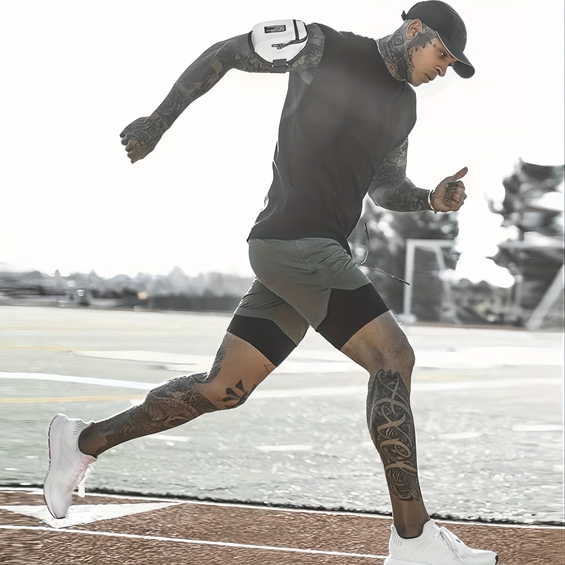 calções de fitness respiráveis de 2 camadas para homem - secagem rápida, amigáveis com a pele, cintura com  , calções de treino desportivo de verão com bolso com estampa de  , confortáveis para correr e ginásio, calções de ginásio | calções com estampa de   | tecido de secagem rápida detalhes 3