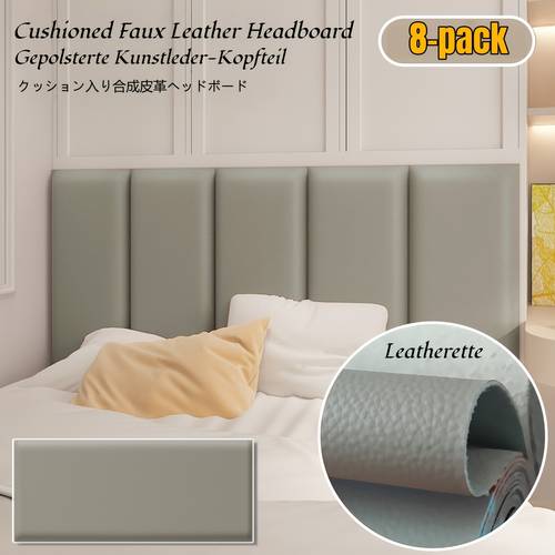 peel and stick faux leather headboard 8 pack 23x49cm self thermal insulation headboard for queen full king size bed winter warm bed backboard for bedroom dorm