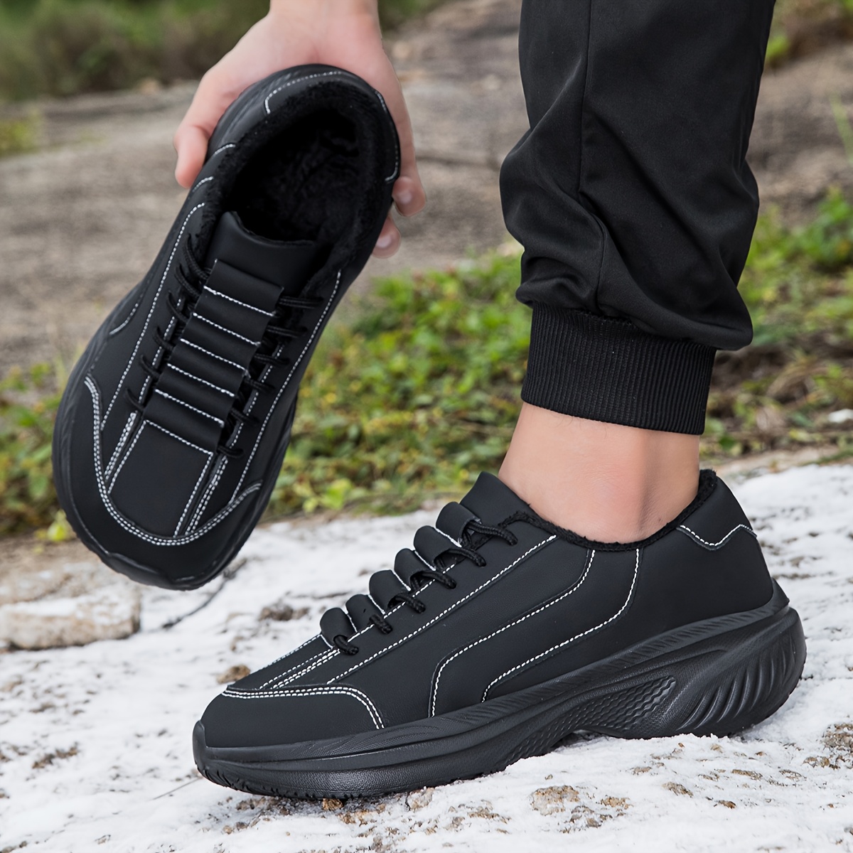 Men's Winter Warm Sneakers with Widened Toe Box, Plush Lining