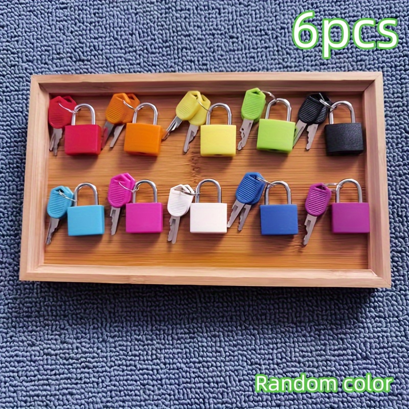 6pcs Mini Padlock With Key, Luggage Lock With Random Colorful Lock Head, Luggage Bag Lock Suitable For Bags, Doors, And Storage Tanks