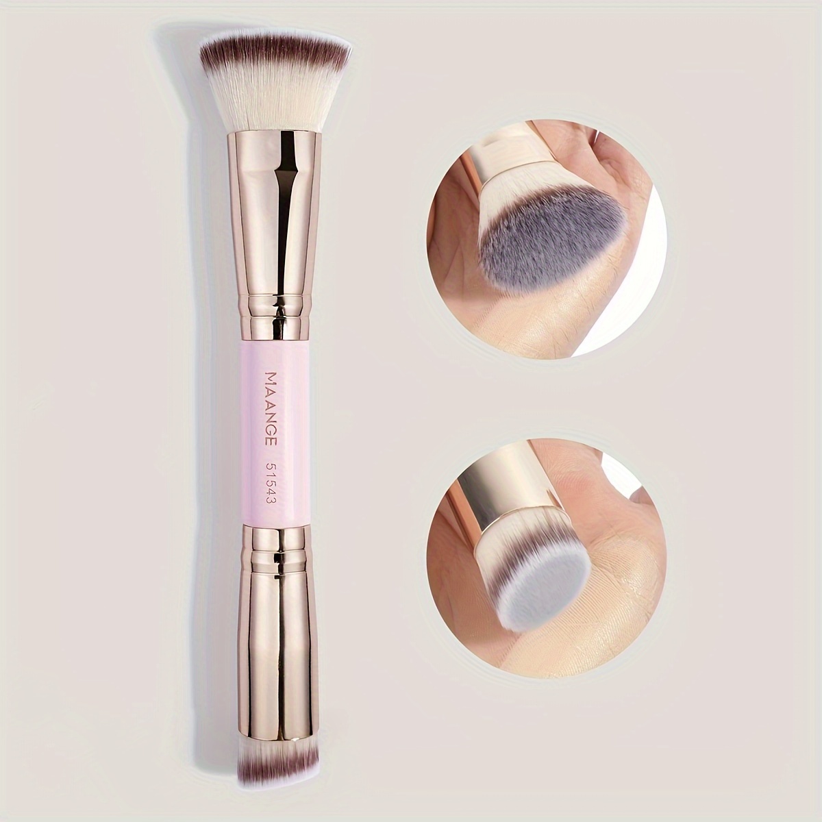 Maange 1pc Dual-ended Foundation & Contour Brush - Multifunctional, Easy-to-carry Makeup Tool With Soft Nylon Bristles & Durable Abs Handle, Fragrance- Skin Types, Makeup Brushes