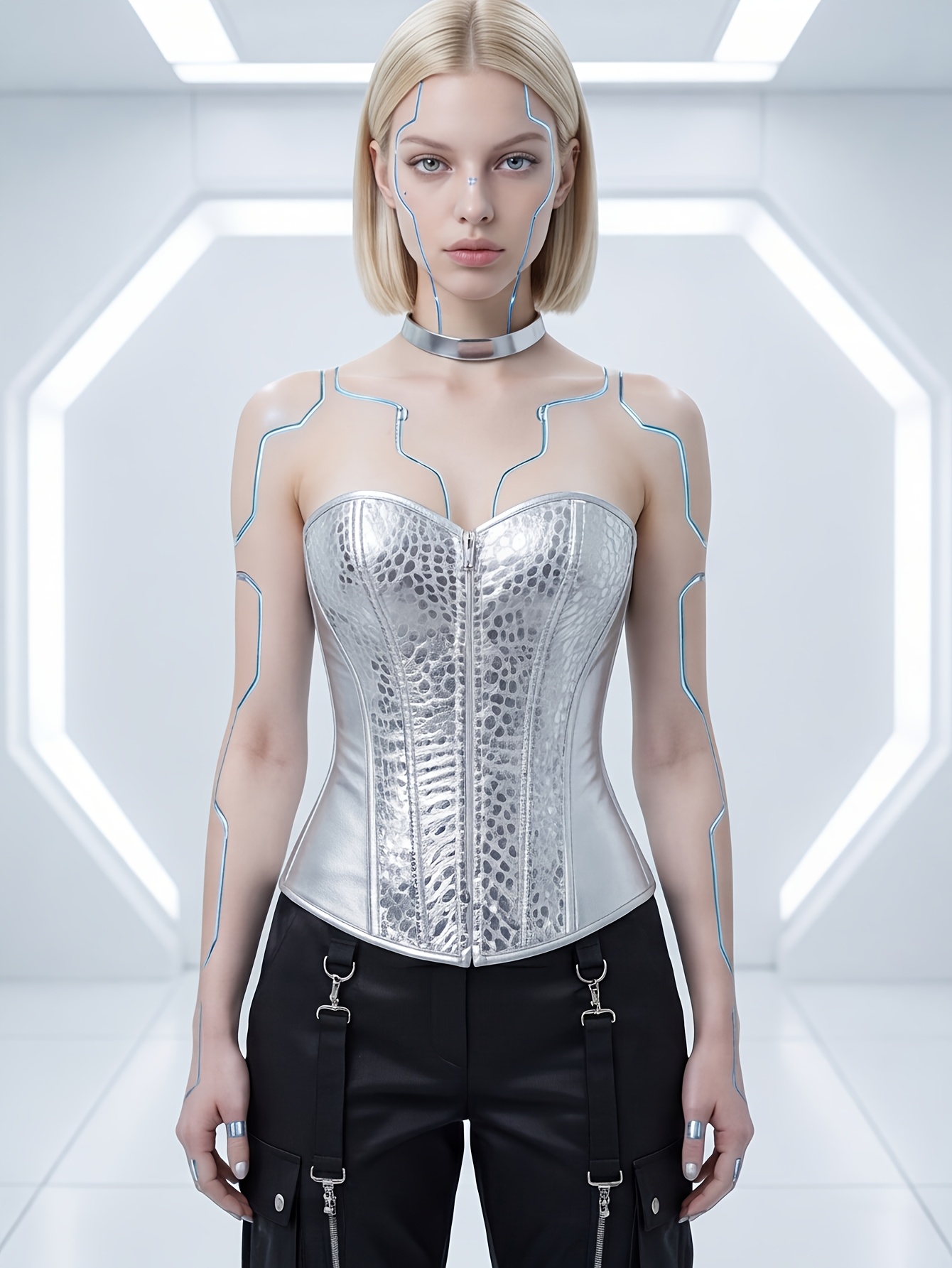 womens corsets faux leather steampunk corset top zipper - Temu