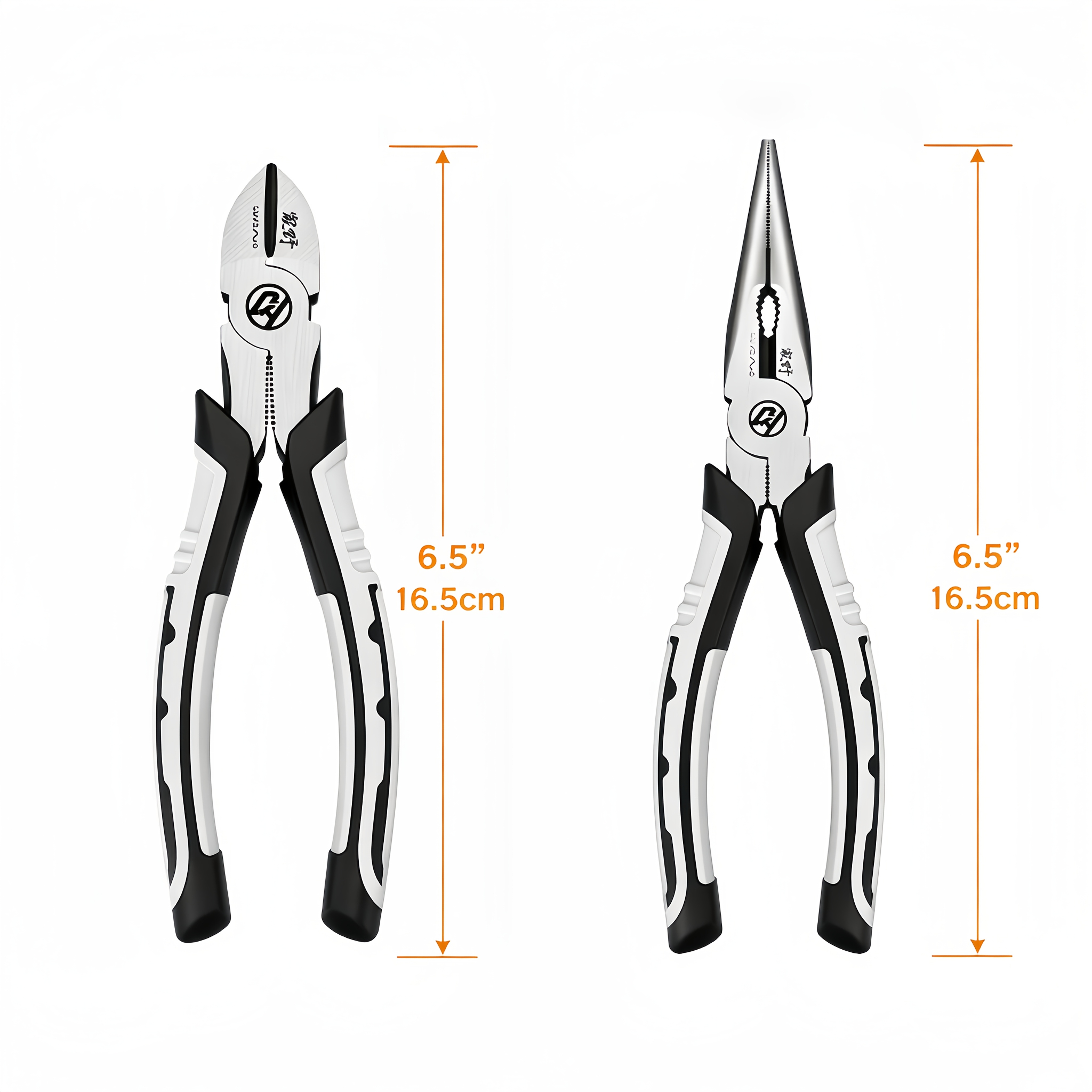 TEMU 6.5-inch Professional 2pcs Heavy-duty Pliers Set, High Carbon Steel Diagonal & Needle-nose Pliers, Precision Machined Jaws, Ergonomic Non-slip